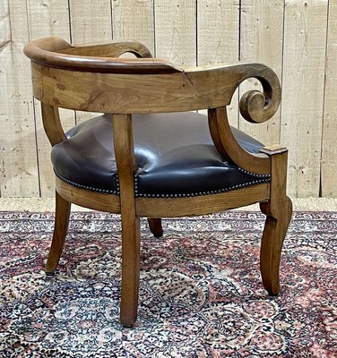 19th Century French Armchair in Cherry Wood and Leather Seat-QYF-2016369