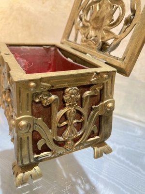 19th Century French Art Nouveau Pierced Gilt Bronze Jewelry Box-AXE-1767355