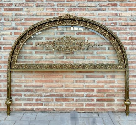 19th Century French Belle Époque Style Headboard in Bronze, Glass and Brass-NOU-1058072