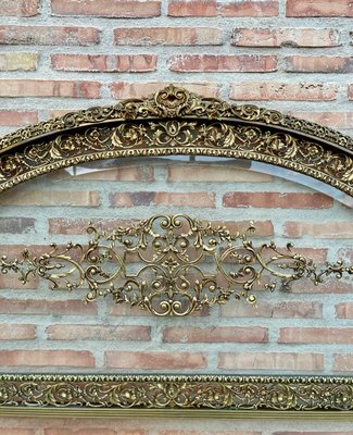 19th Century French Belle Époque Style Headboard in Bronze, Glass and Brass-NOU-1058072