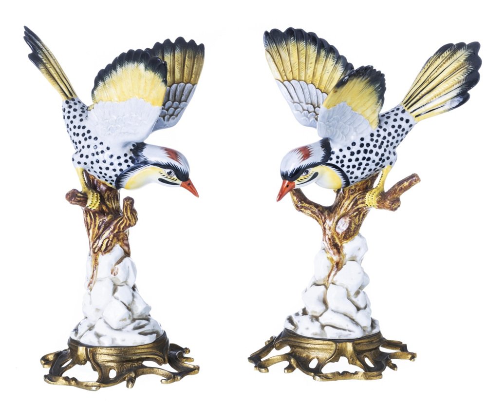 19th Century French Birds on Torso Sculptures, Sevres, Set of 2