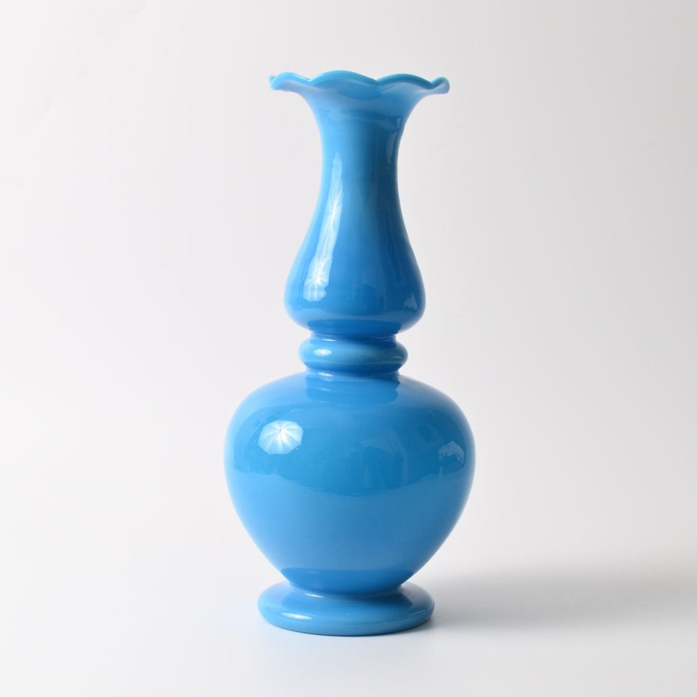 19th Century French Blue Opaline Glass Vase