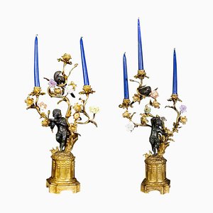 19th Century French Bronze and Gilt Candelabras, Set of 2-MBH-1032636