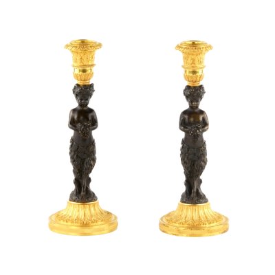 19th Century French Bronze Candlesticks, Set of 2-WMV-1191725