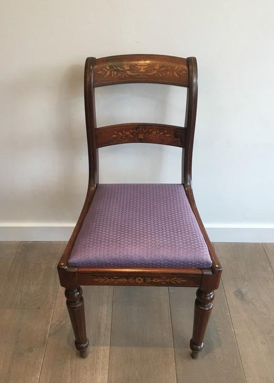 19th Century French Charles the Xth Rosewood and Lemon Tree Chairs Attributed to Jeanselme, Set of 3