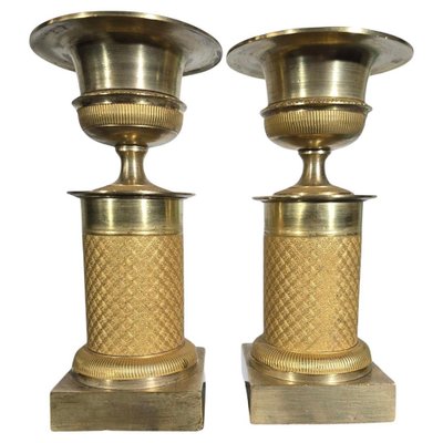 19th Century French Decorative Gilt Bronze Urns, 1800s, Set of 2-FDW-2039615