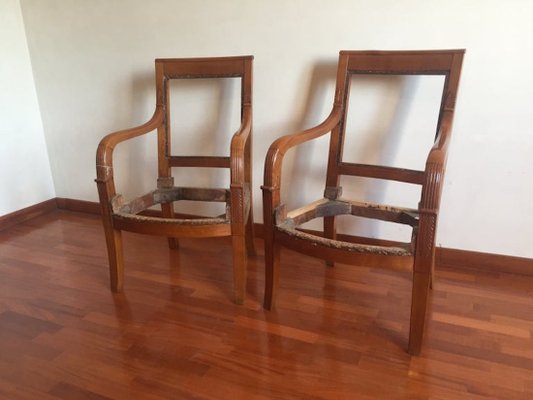 19th Century French Empire Cherry Wood Armchairs, Set of 2-MTX-1140027