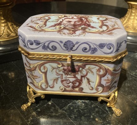 19th Century French Empire Porcelain and Gilt Bronze Jewelry Box-AXE-1703203