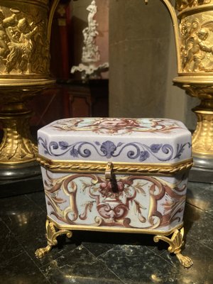 19th Century French Empire Porcelain and Gilt Bronze Jewelry Box-AXE-1703203