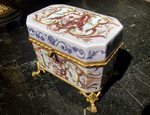 19th Century French Empire Porcelain and Gilt Bronze Jewelry Box-AXE-1703203