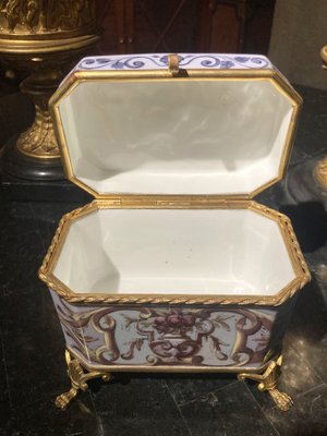 19th Century French Empire Porcelain and Gilt Bronze Jewelry Box-AXE-1703203