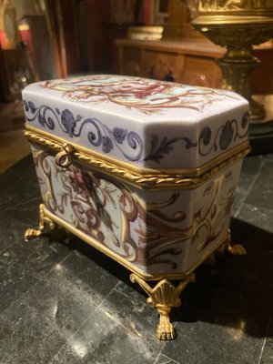 19th Century French Empire Porcelain and Gilt Bronze Jewelry Box-AXE-1703203