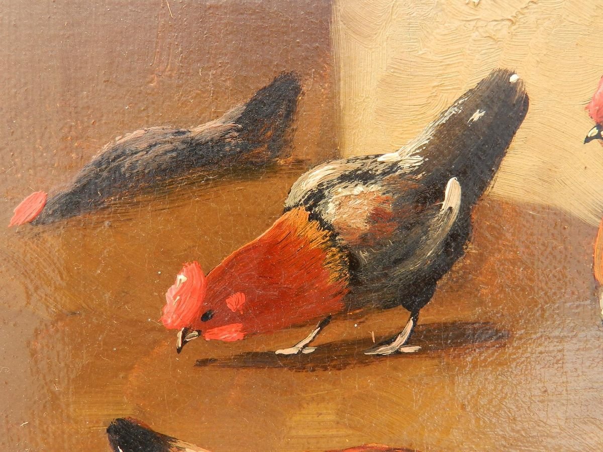 19th Century French Farmyard Oil Painting by Lambert Ducks