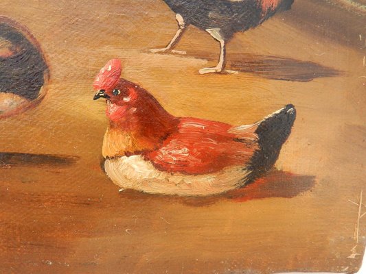 19th Century French Farmyard Oil Painting by Lambert Ducks-ARU-626139