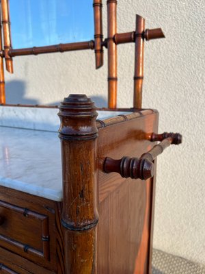 19th Century French Faux Bamboo Chest of Drawers & Mirror, 1890s-WZZ-1782034