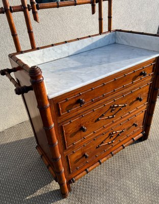 19th Century French Faux Bamboo Chest of Drawers & Mirror, 1890s-WZZ-1782034