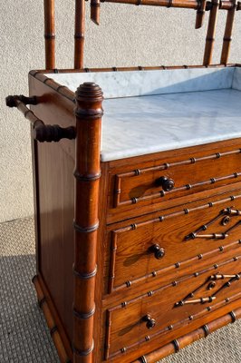 19th Century French Faux Bamboo Chest of Drawers & Mirror, 1890s-WZZ-1782034