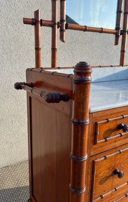 19th Century French Faux Bamboo Chest of Drawers & Mirror, 1890s-WZZ-1782034