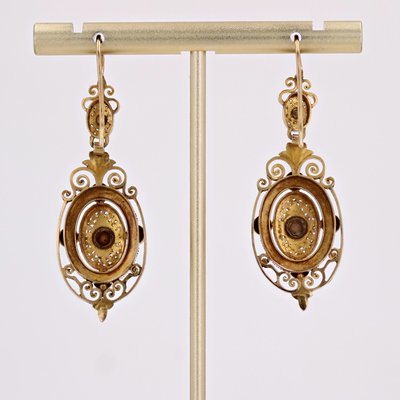 19th Century French Fine Pearl 18 Karat Rose Gold Dangle Earrings, Set of 2-OLU-2020912