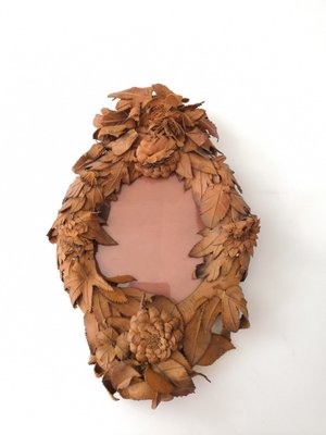 19th Century French Floral Leather Mirror