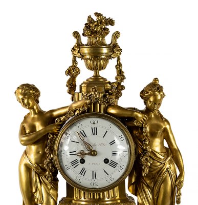 19th Century French Gilded Bronze & Marble Mantel Clock from Caron Le Fils a Paris-ZVH-1315328