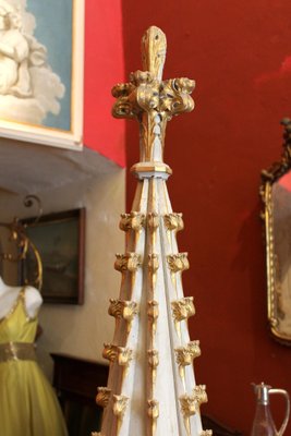 19th Century French Gothic Revival Hand Carved, Lacquered, Parcel Giltwood Spire-AXE-1433404