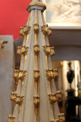 19th Century French Gothic Revival Hand Carved, Lacquered, Parcel Giltwood Spire-AXE-1433404