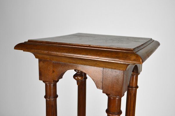 19th Century French Gothic Revival Walnut High Side Table-XNH-754044