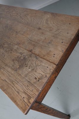 19th Century French Greyed Oak Rustic Farmhouse Dining Table-XO-1818843