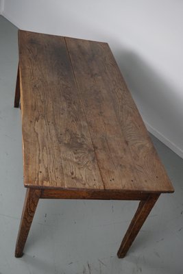 19th Century French Greyed Oak Rustic Farmhouse Dining Table-XO-1818843