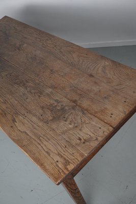 19th Century French Greyed Oak Rustic Farmhouse Dining Table-XO-1818843