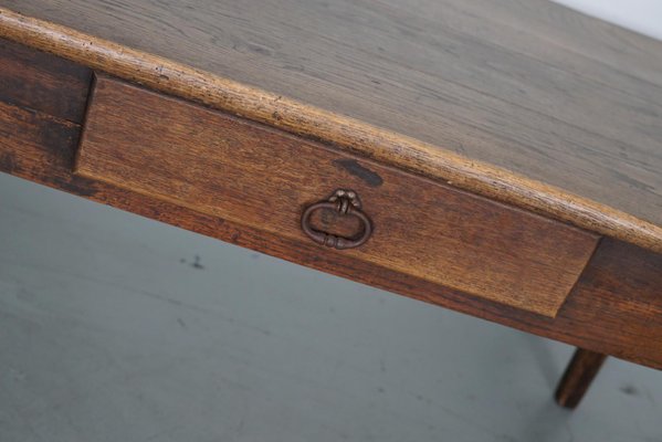 19th Century French Greyed Oak Rustic Farmhouse Dining Table-XO-1818843