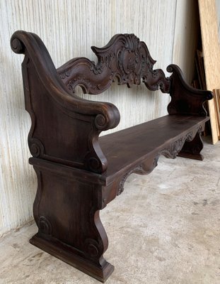 19th Century French Hand Carved Oak Settee-PSK-1002726