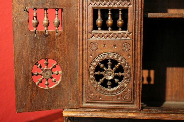 19th Century French Hand Carved Walnut 4-Doors Miniature Chest-AXE-1433375