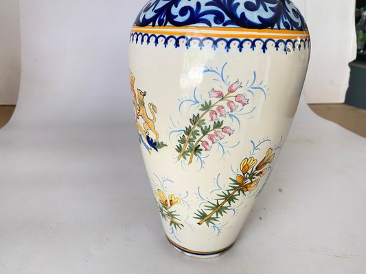 19th Century French Hand-Painted Faience Vase by Henriot Quimper-UR-1696494