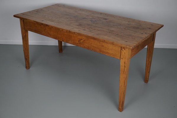 19th Century French Light Gold Oak Rustic Farmhouse Dining Table-XO-1818846