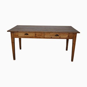 19th Century French Light Gold Oak Rustic Farmhouse Dining Table-XO-1818846