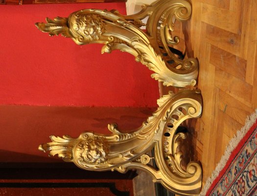 19th Century French Louis XV Style Gilt Bronze Lions Head Fireplace Andirons, Set of 2-AXE-1433374