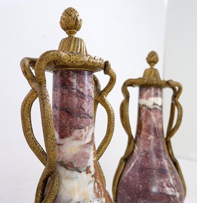 19th Century French Louis XVI Marble and Bronze Cassolettes, Set of 2-NYF-2018867