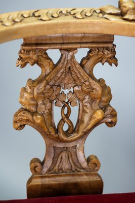 19th-Century French Louis XVI Style Carved Walnut Corner Chair-KEG-1337544