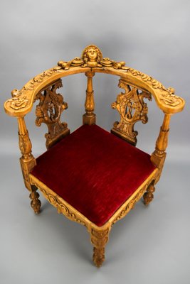 19th-Century French Louis XVI Style Carved Walnut Corner Chair-KEG-1337544