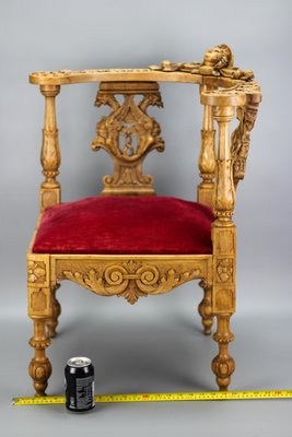 19th-Century French Louis XVI Style Carved Walnut Corner Chair-KEG-1337544