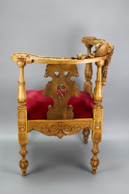 19th-Century French Louis XVI Style Carved Walnut Corner Chair-KEG-1337544