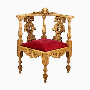 19th-Century French Louis XVI Style Carved Walnut Corner Chair-KEG-1337544