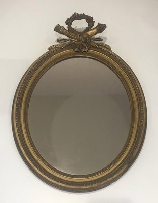 19th Century French Louis XVI Wood and Gold Stuck Mirror-BA-699488