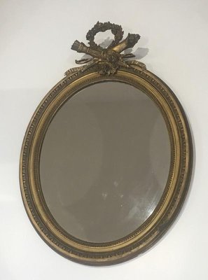 19th Century French Louis XVI Wood and Gold Stuck Mirror-BA-699488