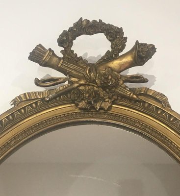 19th Century French Louis XVI Wood and Gold Stuck Mirror-BA-699488