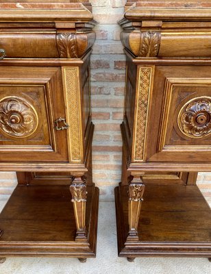 19th Century French Marble Top Bedside Tables, 1890s, Set of 2-NOU-1734376