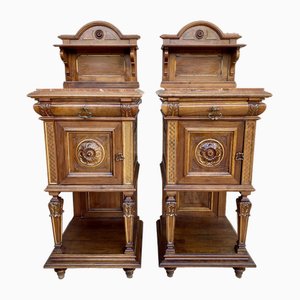 19th Century French Marble Top Bedside Tables, 1890s, Set of 2-NOU-1734376