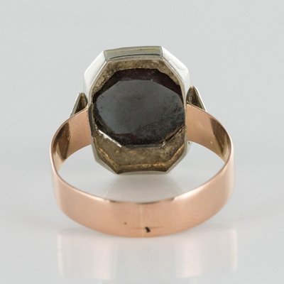 19th-Century French Napoleon 3 Rose Gold Hematite Ring-OLU-896137